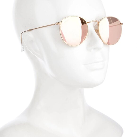 Ray-Ban Round Metal Flash Lenses Matte Gold Brown Mirror Pink main image 7